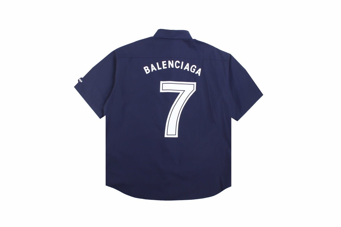 CHEMISE À BOUTONS AVEC LOGO BALENCIAGA BLEU MARINE