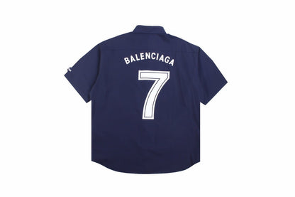 CHEMISE À BOUTONS AVEC LOGO BALENCIAGA BLEU MARINE