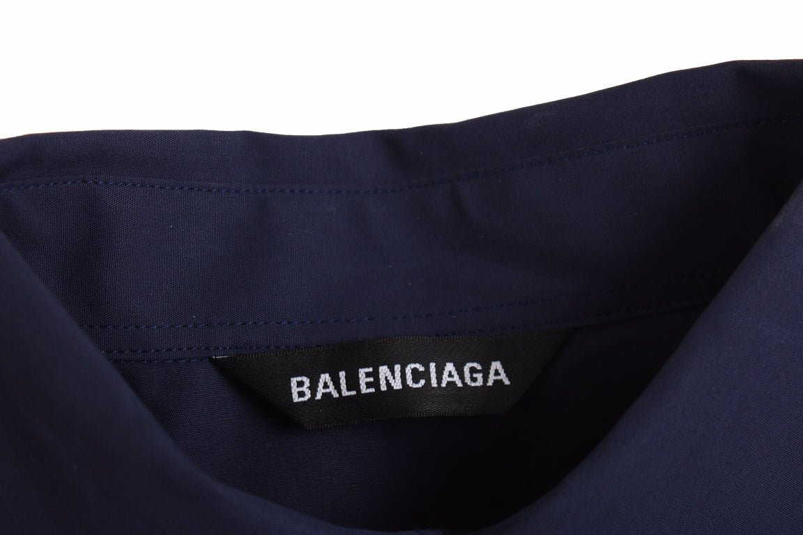 CHEMISE À BOUTONS AVEC LOGO BALENCIAGA BLEU MARINE