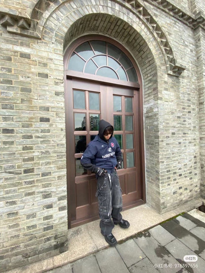 CHEMISE À BOUTONS AVEC LOGO BALENCIAGA BLEU MARINE