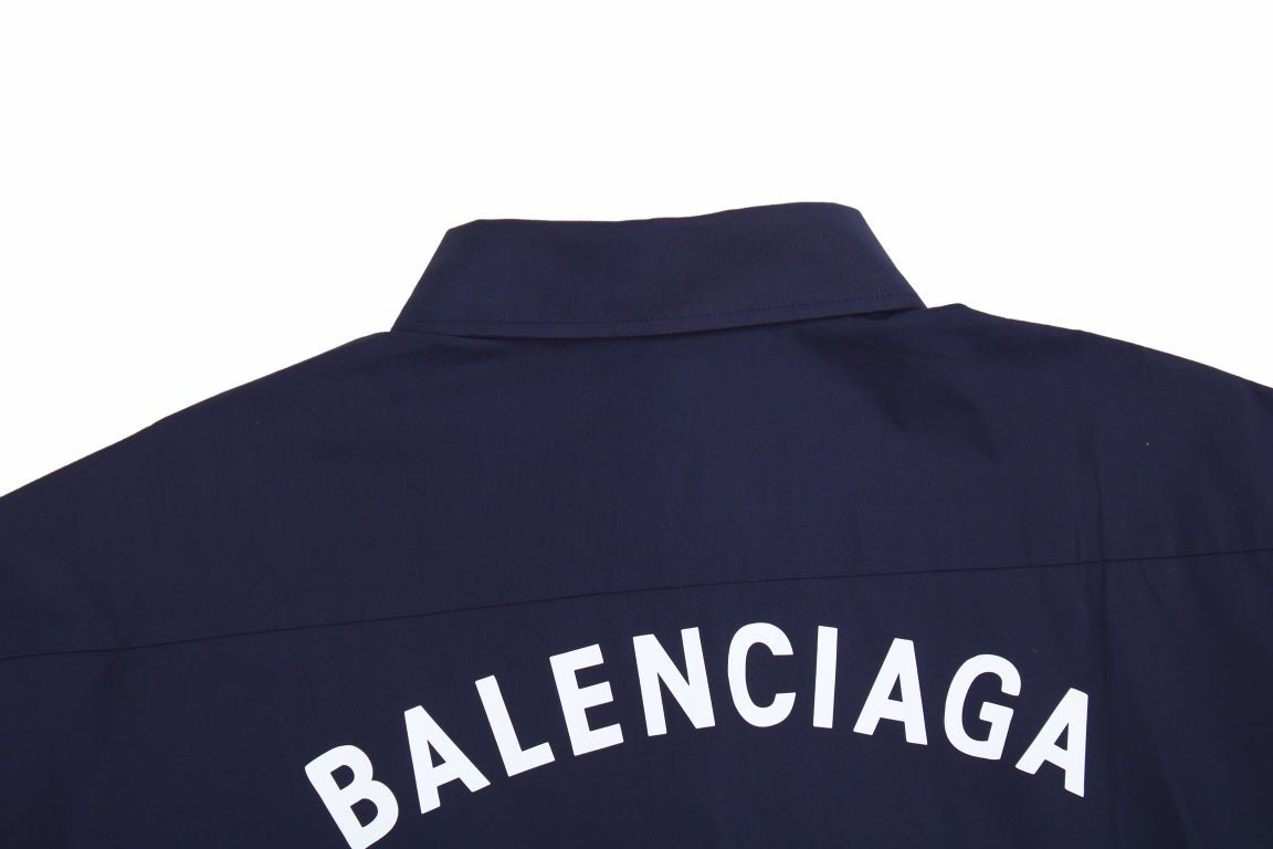 CHEMISE À BOUTONS AVEC LOGO BALENCIAGA BLEU MARINE