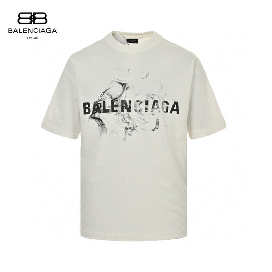 T-shirt Balenciaga à logo imprimé fumée (blanc)