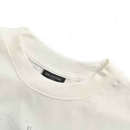 T-shirt Balenciaga à logo imprimé fumée (blanc)