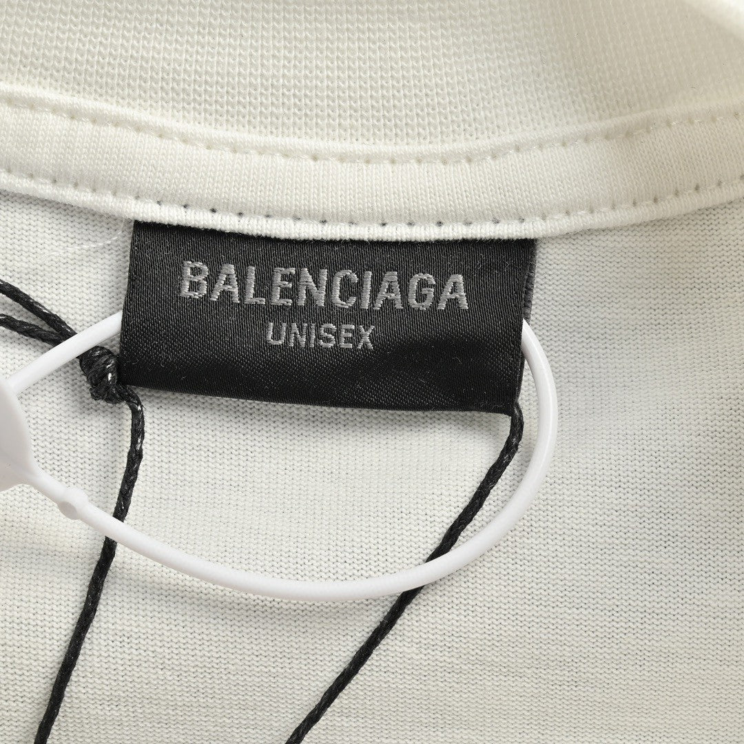 T-shirt Balenciaga à logo imprimé fumée (blanc)