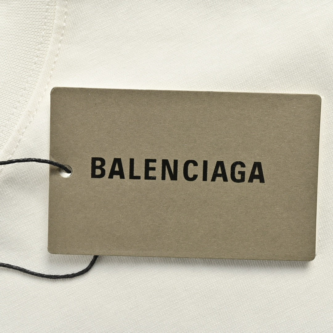 T-shirt Balenciaga à logo imprimé fumée (blanc)