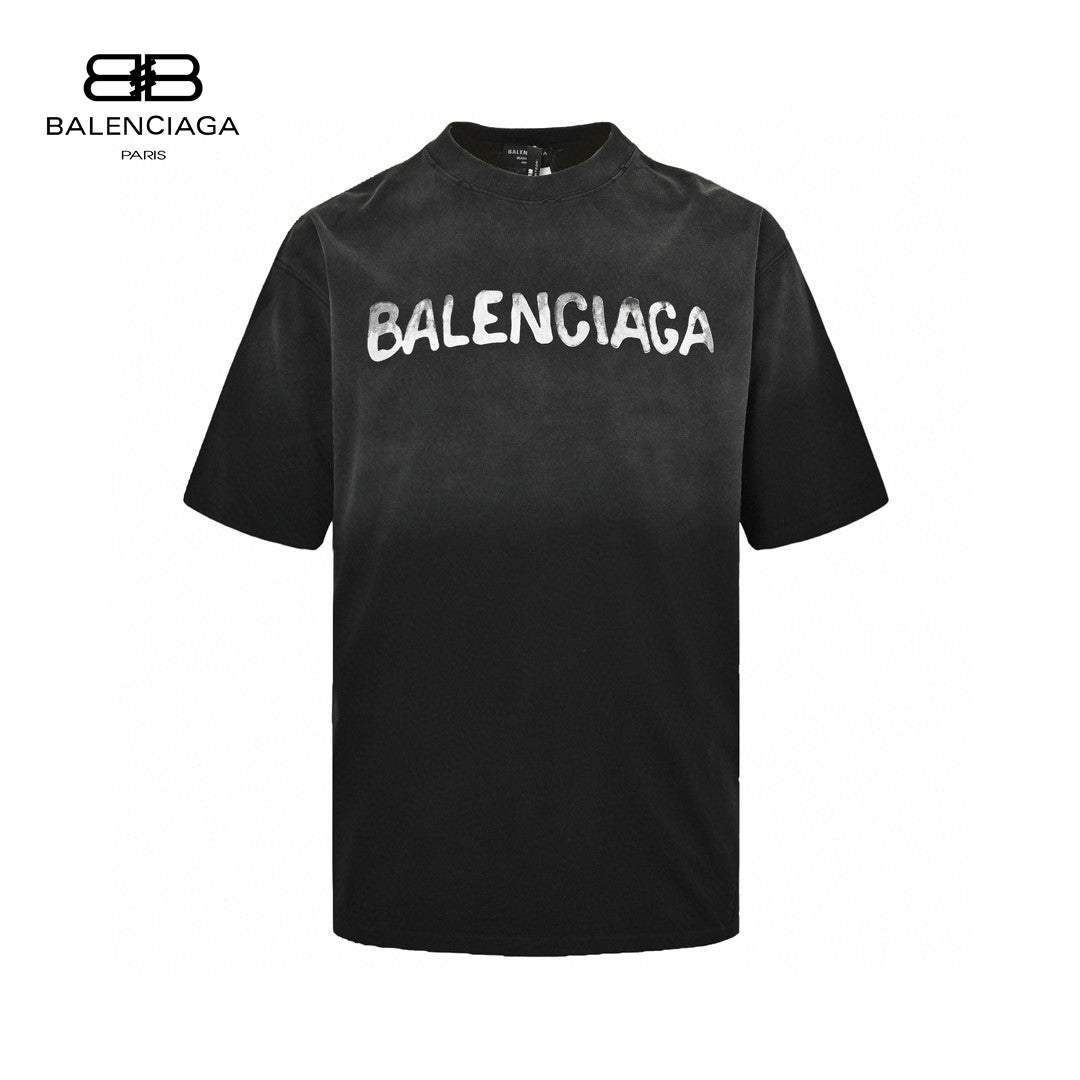 T-shirt Balenciaga à logo peint à la bombe (noir)