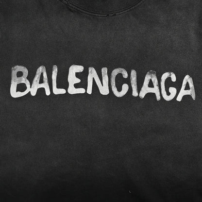 T-shirt Balenciaga à logo peint à la bombe (noir)