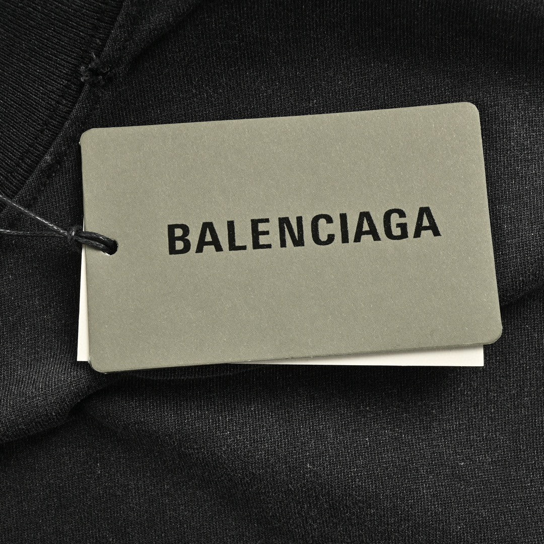 T-shirt Balenciaga à logo peint à la bombe (noir)