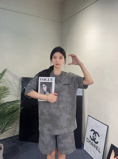 T-shirt Balenciaga Tie-Dye Logo (Gris)