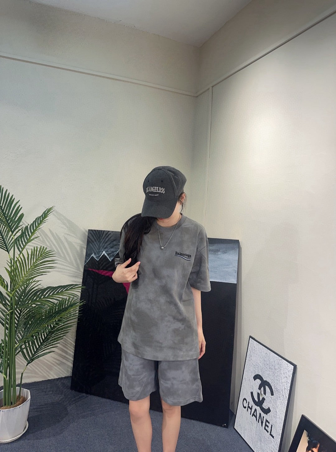 T-shirt Balenciaga Tie-Dye Logo (Gris)