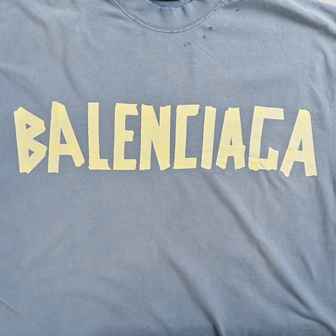 T-shirt Balenciaga Vintage Logo bleu