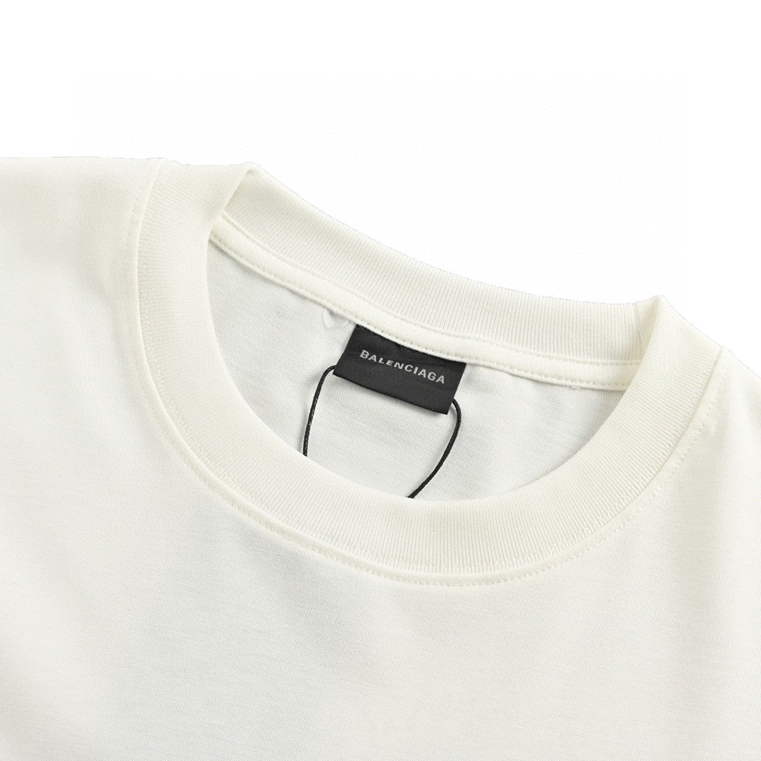 T-shirt blanc Balenciaga avec motif Paris