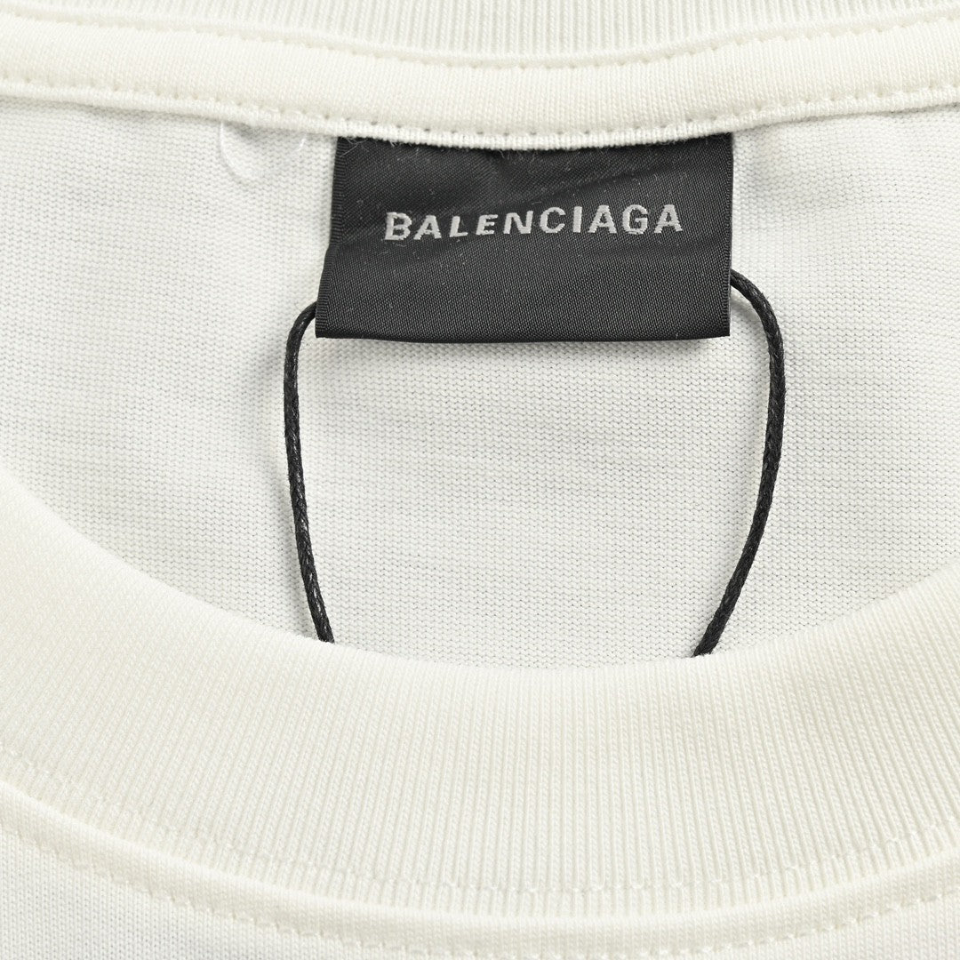 T-shirt blanc Balenciaga avec motif Paris
