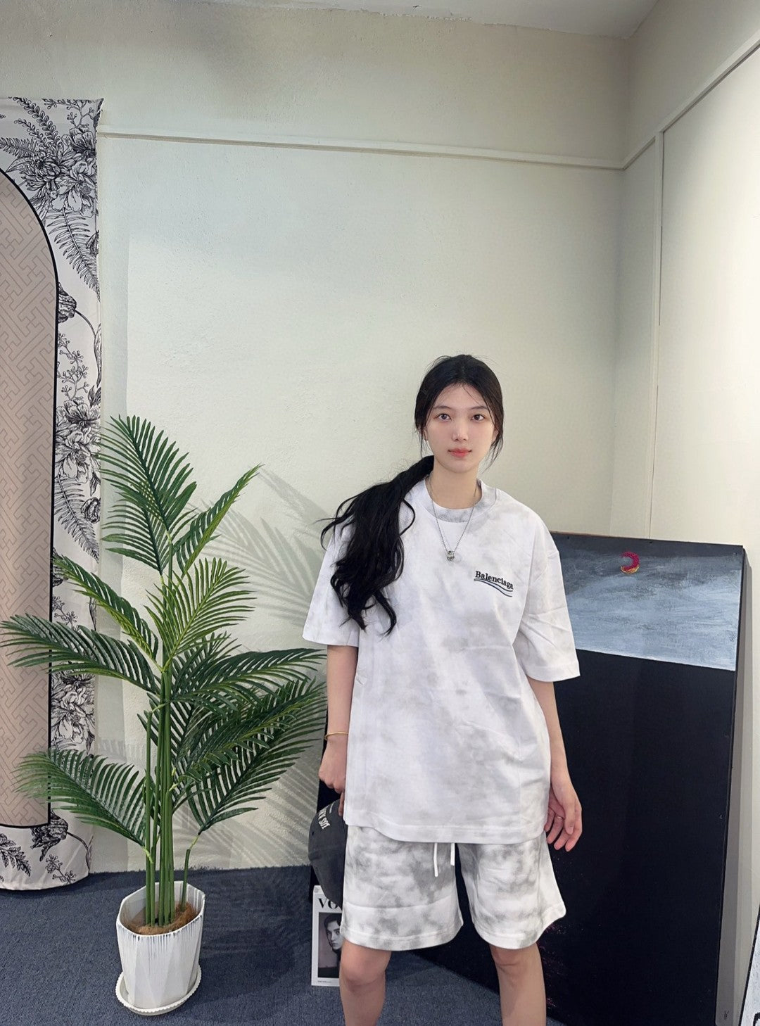 T-shirt Balenciaga blanc tie-dye