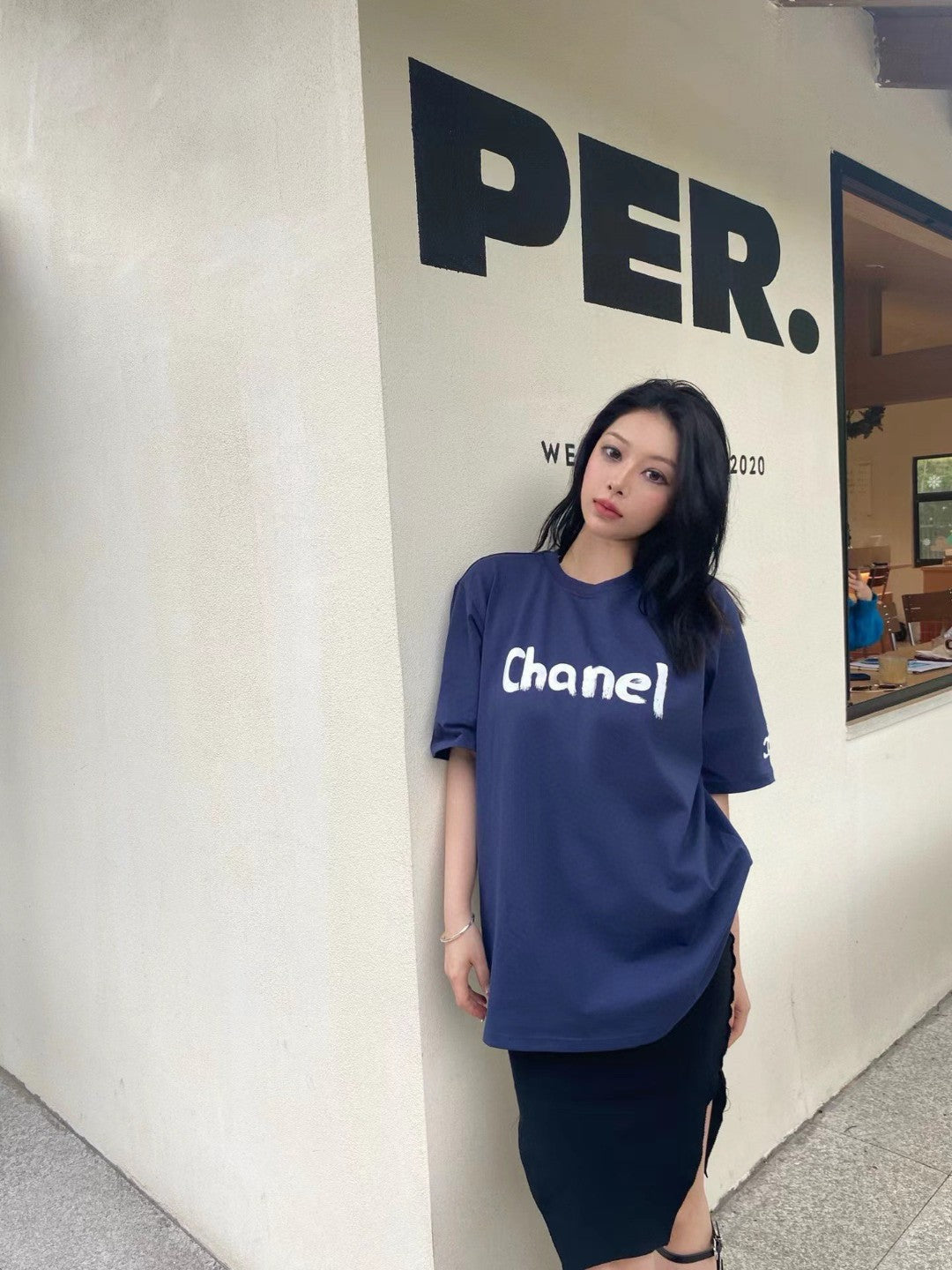 T-shirt à logo Chanel (bleu marine)