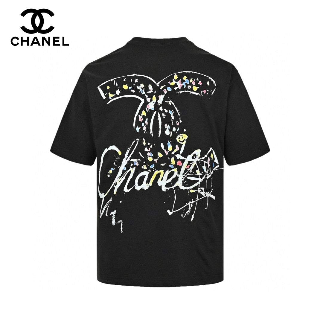 T-shirt noir à logo Chanel