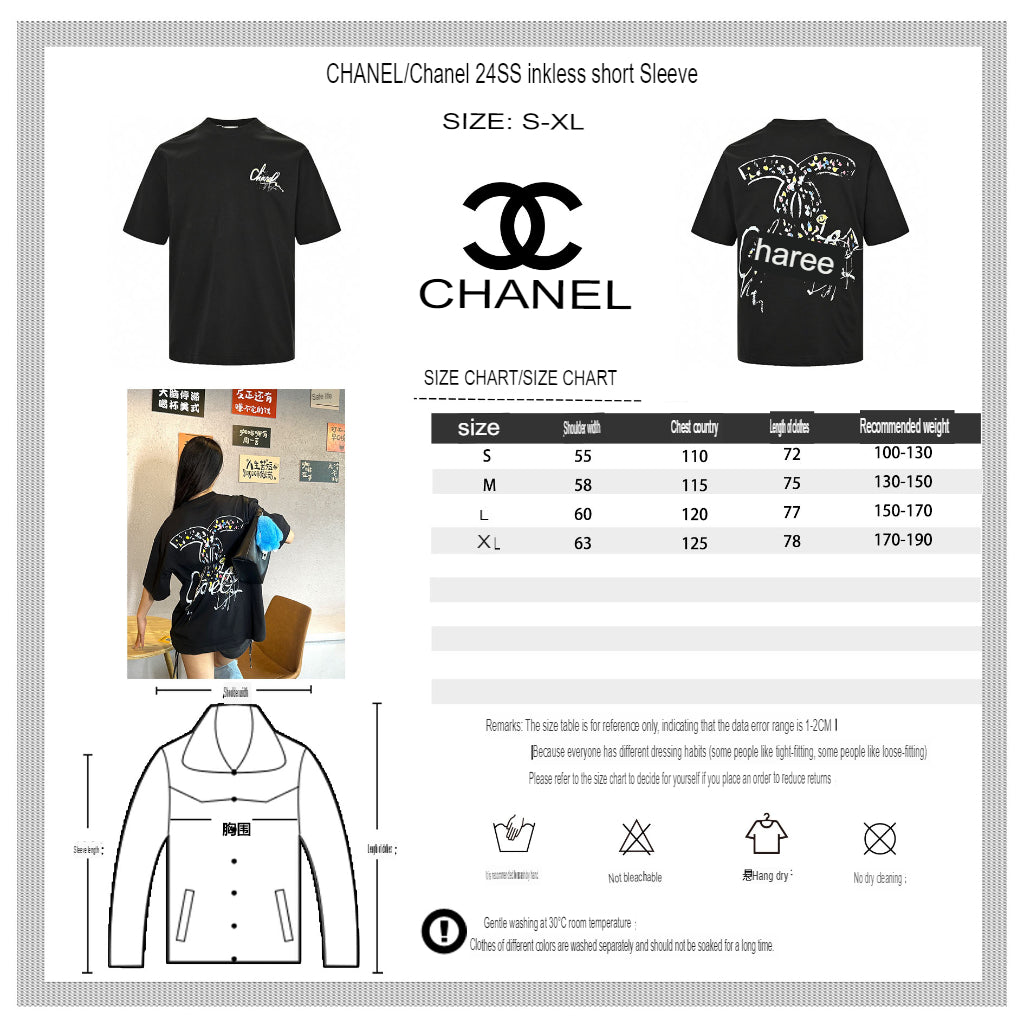 T-shirt noir à logo Chanel