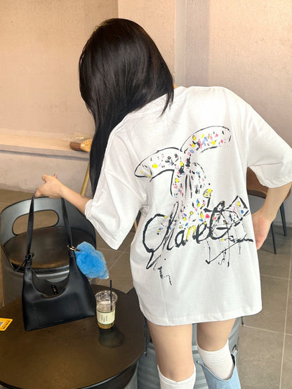 T-shirt blanc à logo Chanel