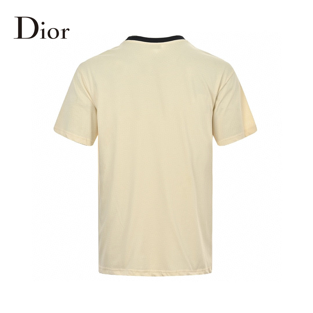 T-shirt crème Dior avec bordure noire