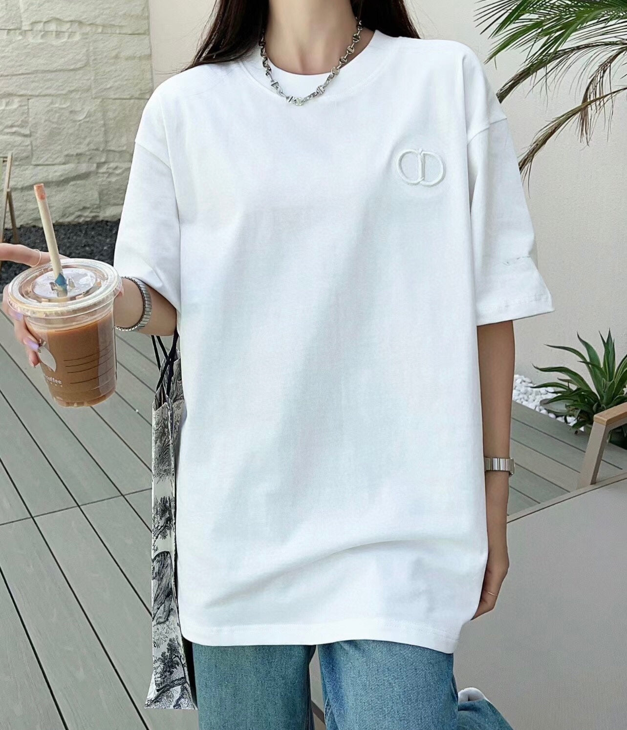 T-shirt Dior à double logo D (blanc)