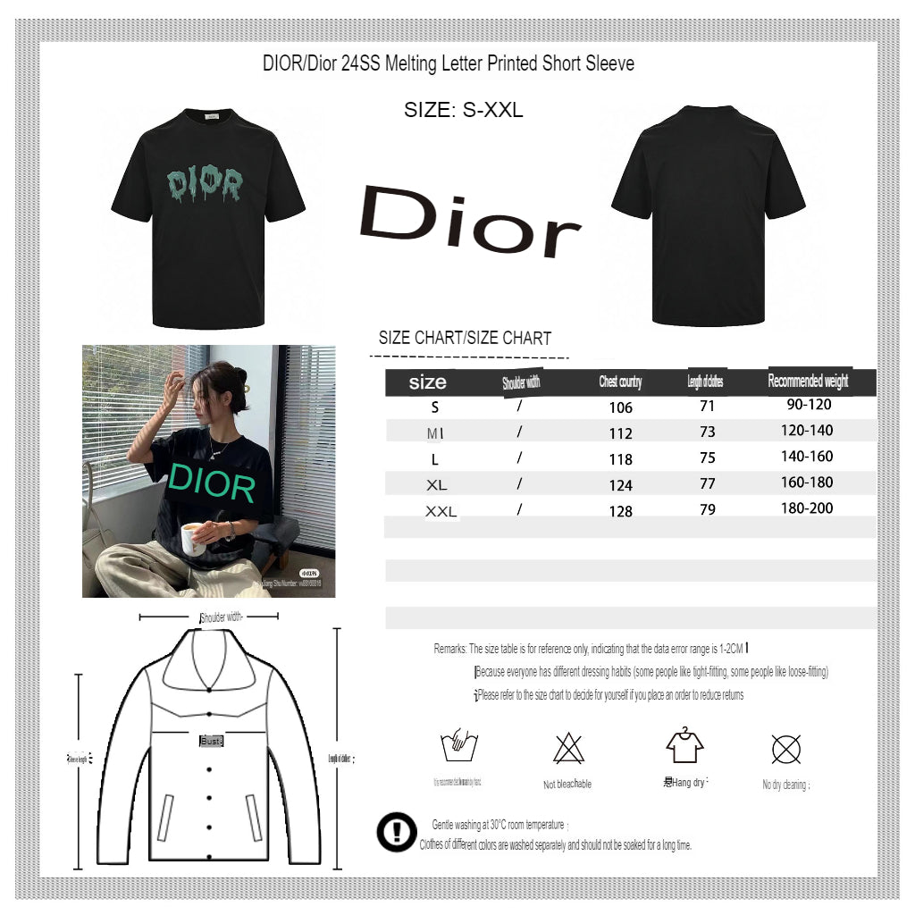 T-shirt Dior à logo dégoulinant (noir)