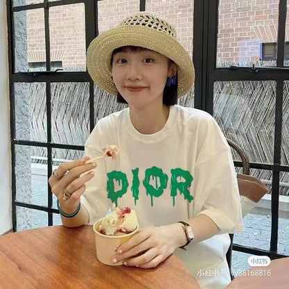 T-shirt Dior à logo dégoulinant (blanc)