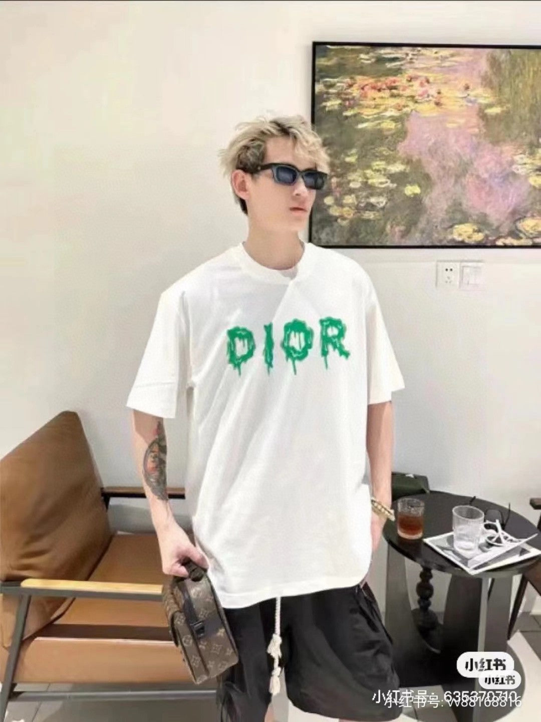 T-shirt Dior à logo dégoulinant (blanc)