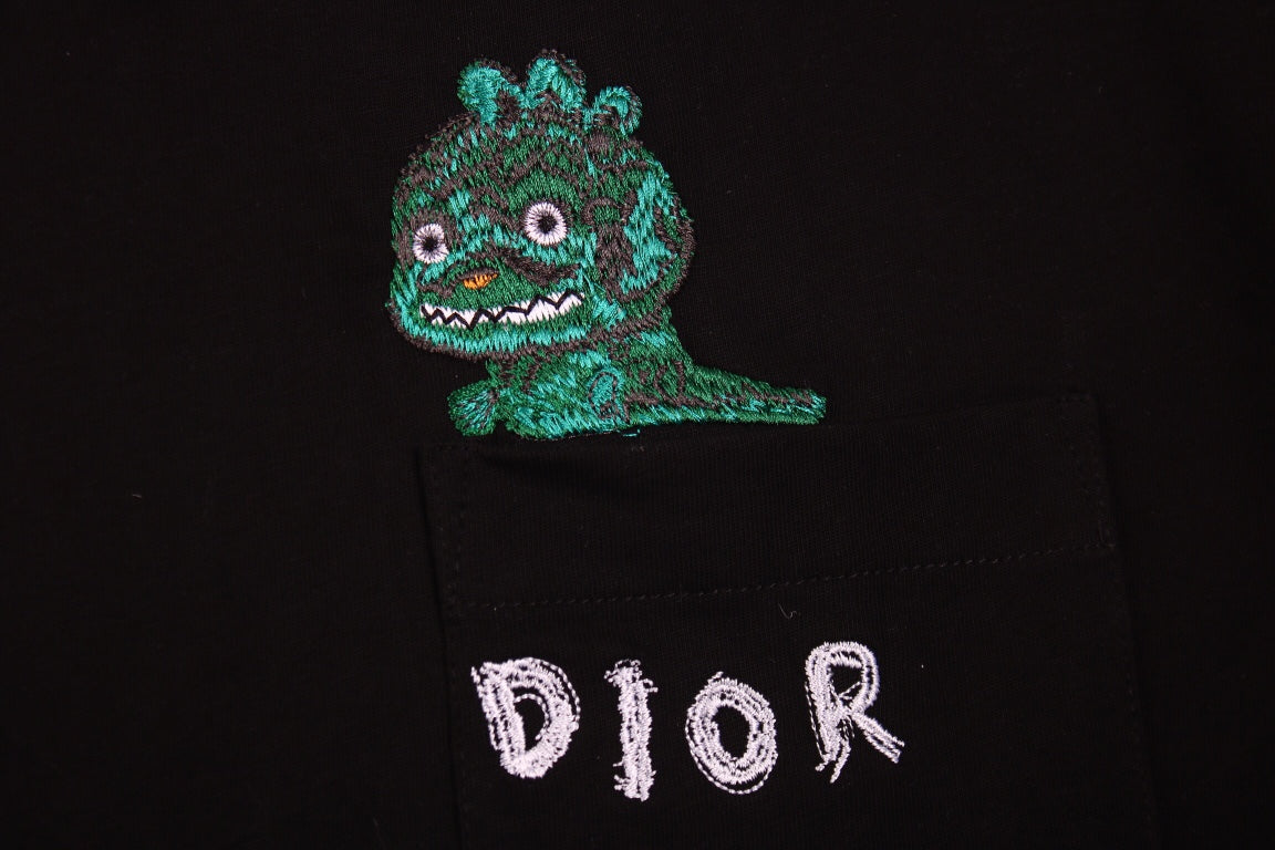 T-shirt Dior brodé lézard - Noir