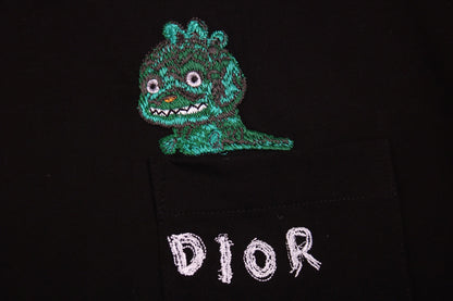 T-shirt Dior brodé lézard - Noir