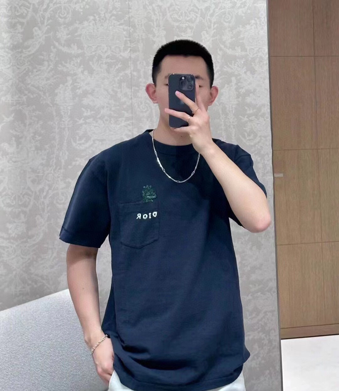 T-shirt Dior brodé lézard - Noir