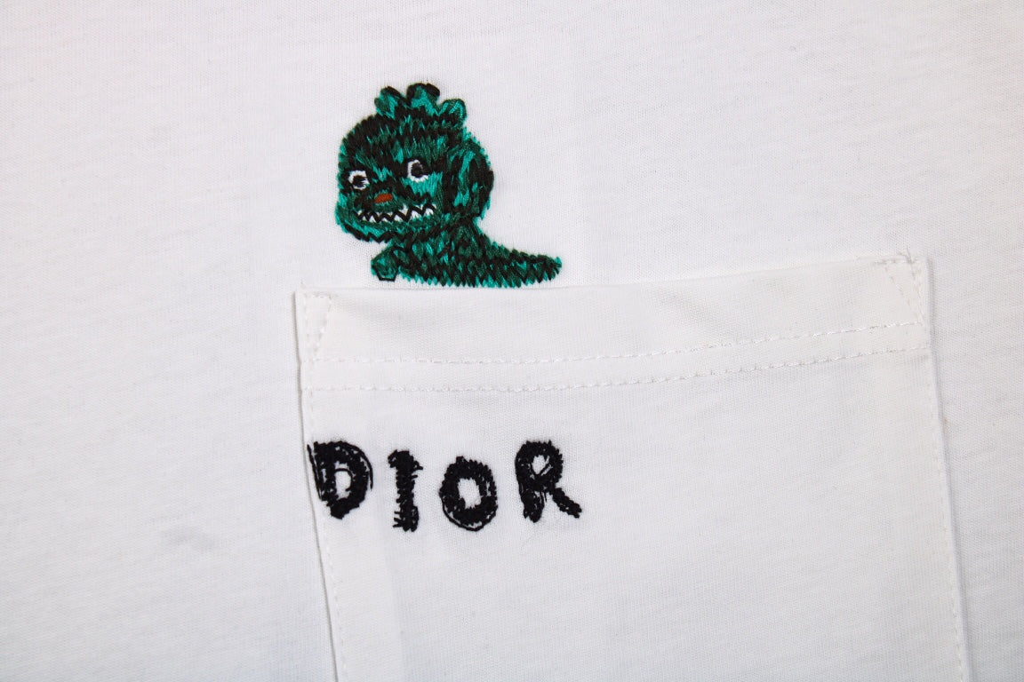 T-shirt Dior brodé lézard - Blanc