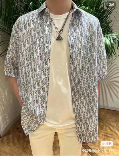 Chemise Dior à imprimé monogramme (grise)