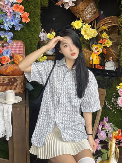 Chemise Dior à imprimé monogramme (grise)