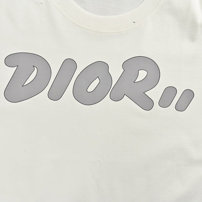 T-shirt blanc oversize gris à logo Dior