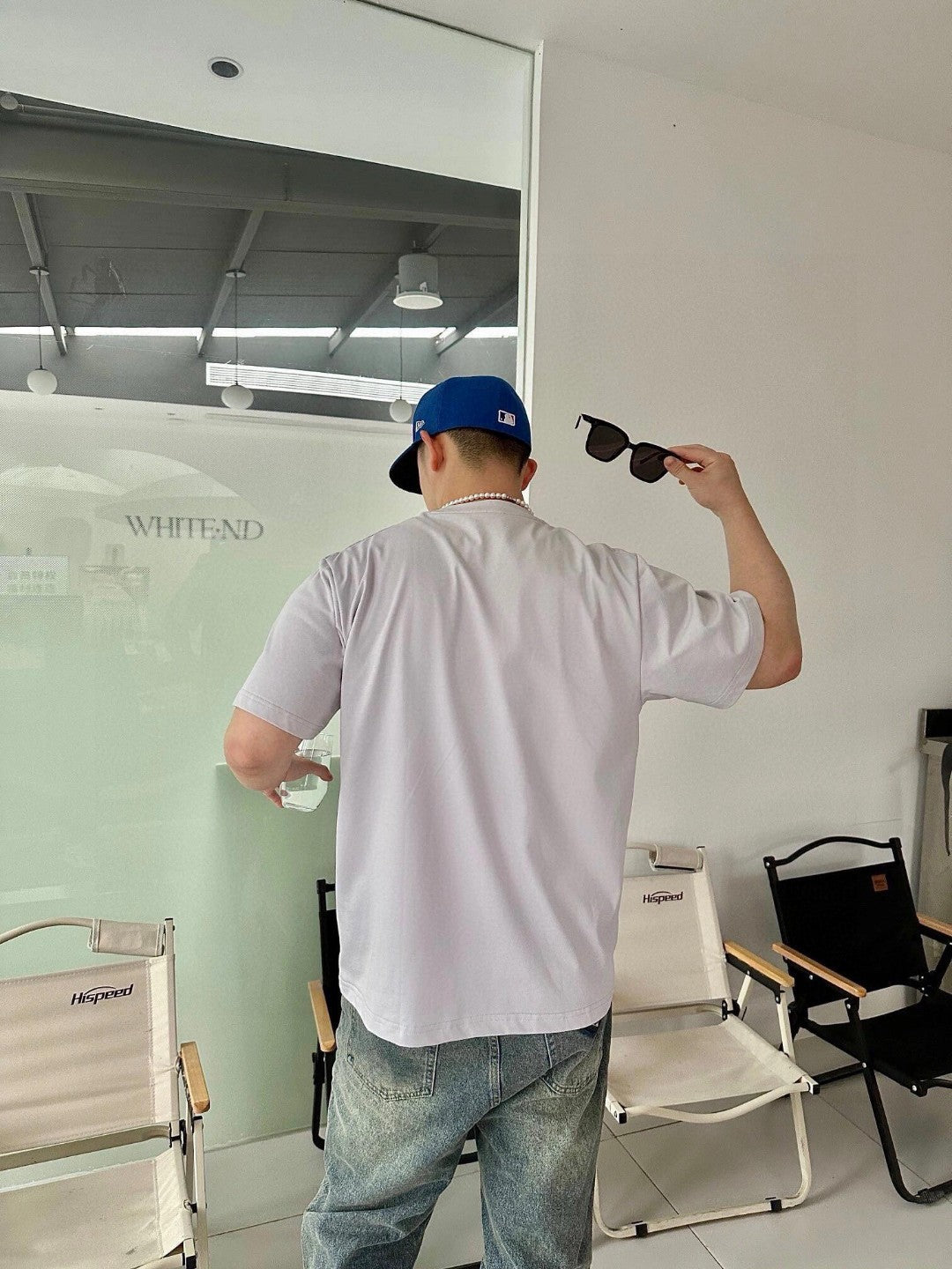 T-shirt blanc oversize gris à logo Dior