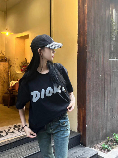 T-shirt noir oversize Dior à logo blanc