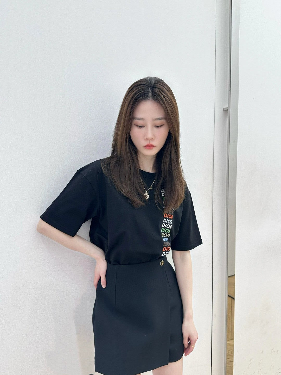 T-shirt Dior - Logo vertical multicolore