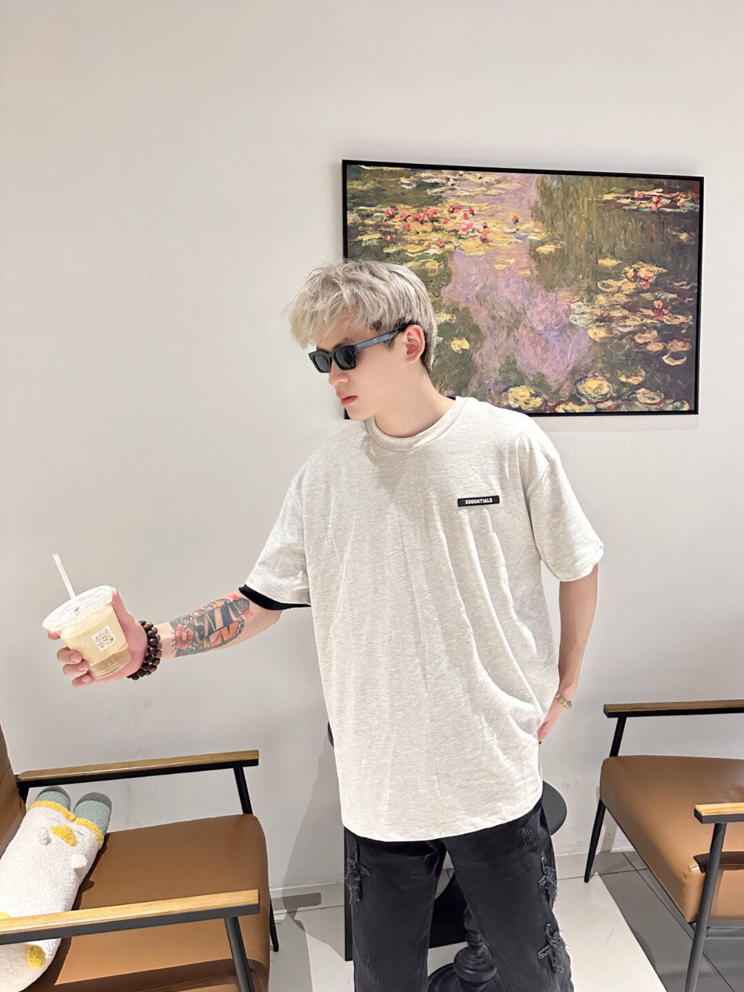 T-shirt Fear of God Essentials avec logo - Gris chiné