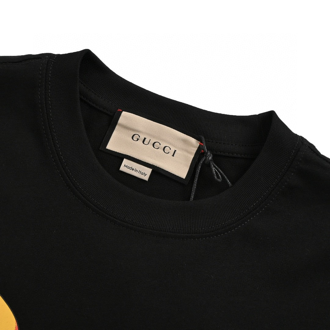 T-shirt noir Gucci avec dessin de dragon