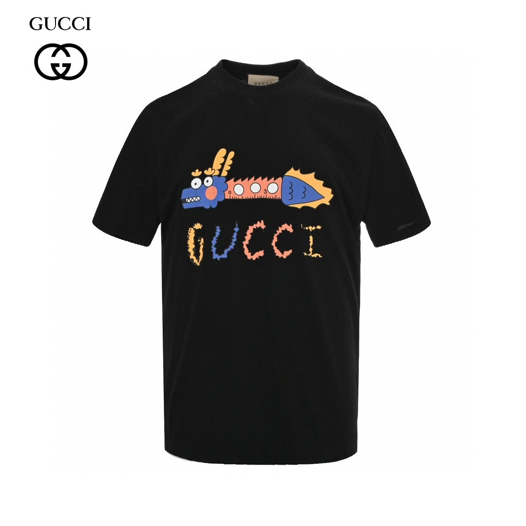 T-shirt noir Gucci à motif dragon