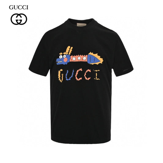T-shirt noir Gucci à motif dragon