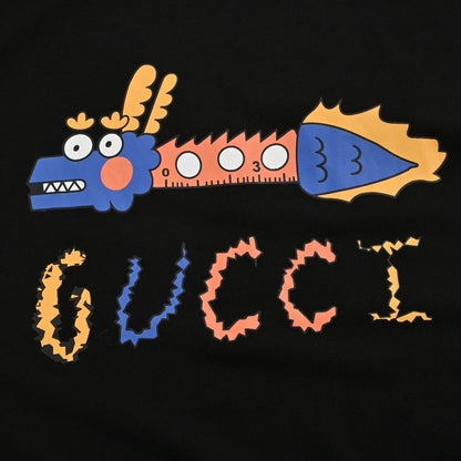 T-shirt noir Gucci à motif dragon