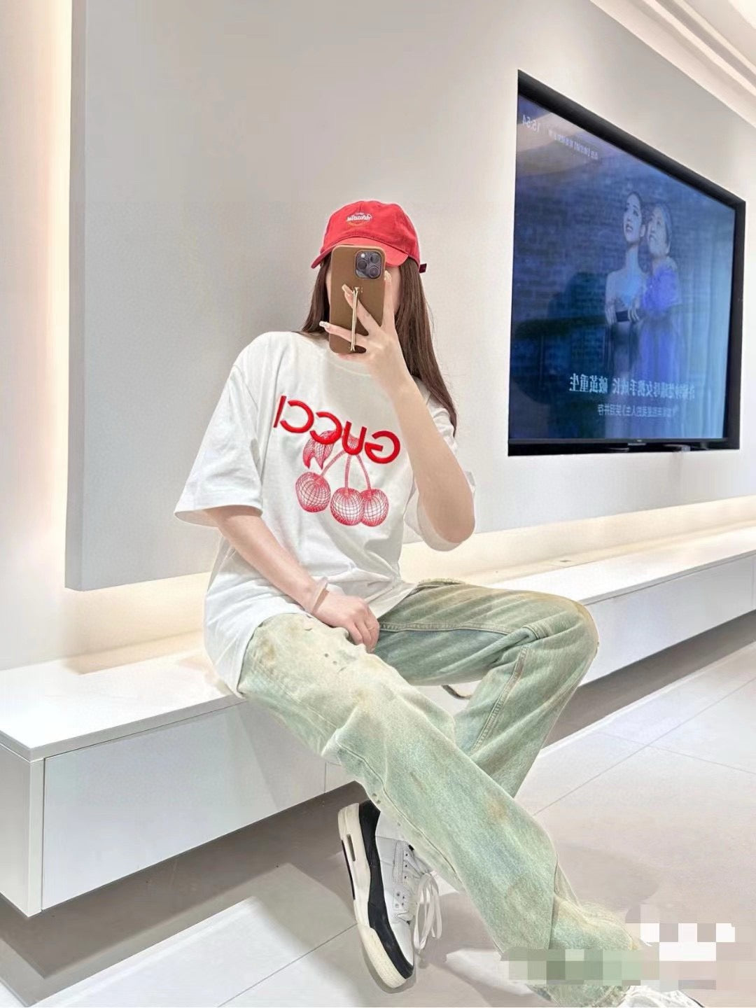 T-shirt Gucci Cherries (blanc)