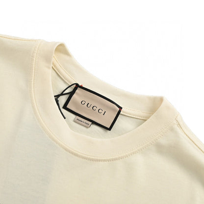 T-shirt Gucci crème avec dessin de dragon