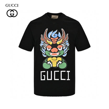 T-shirt noir Gucci à motif dragon