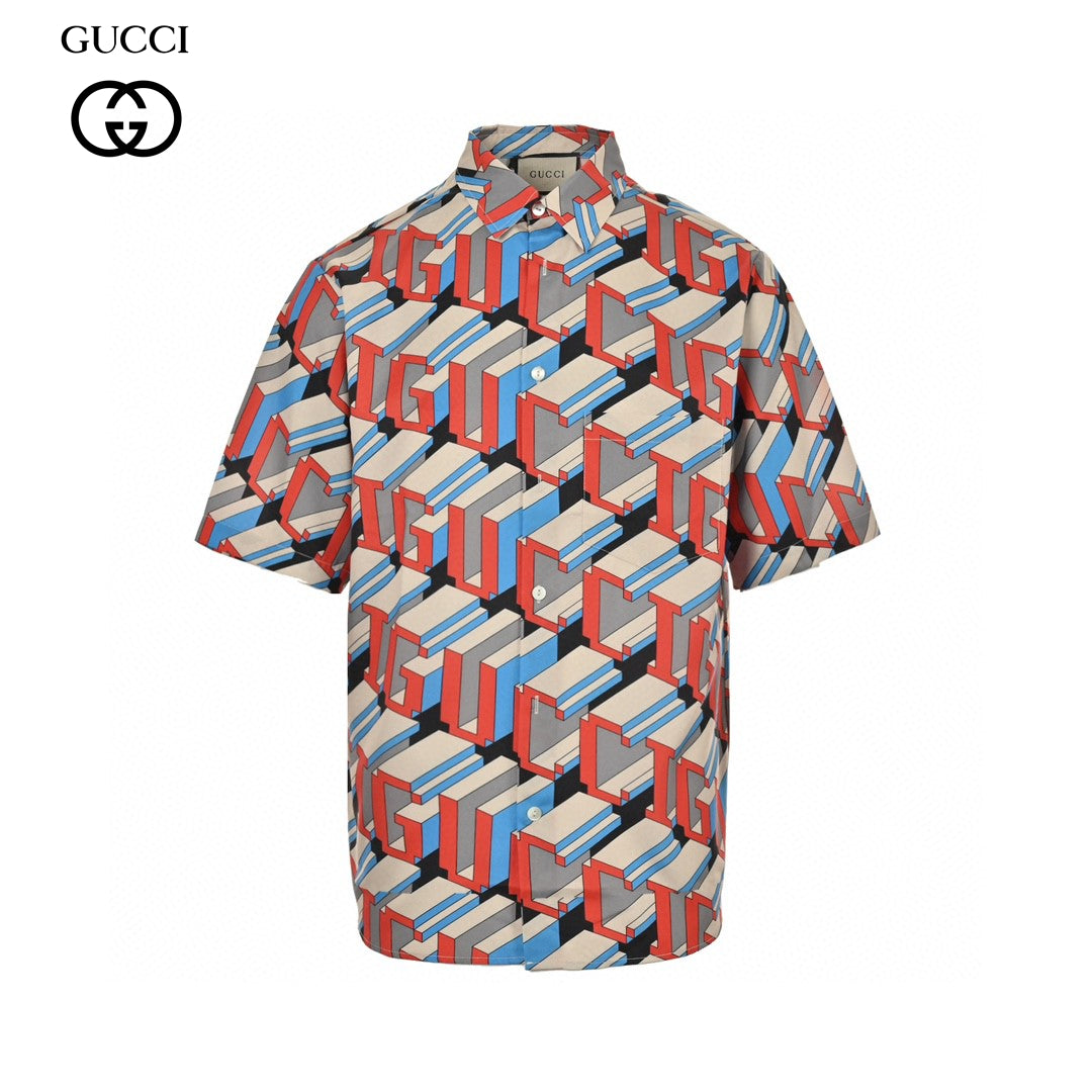 Chemise Gucci à imprimé logo géométrique