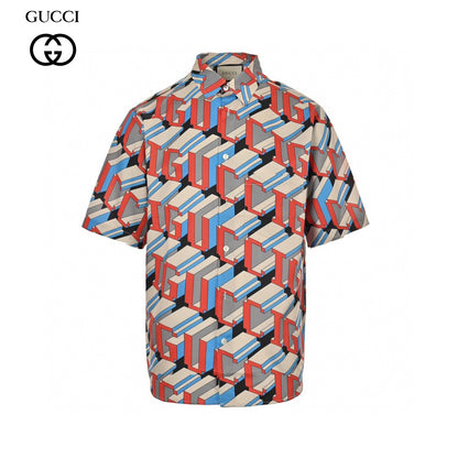 Chemise Gucci à imprimé logo géométrique