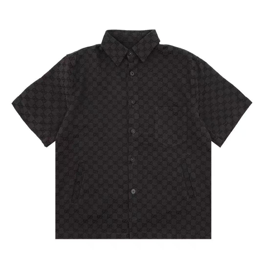 Chemise Gucci GG Monogram noire à manches courtes