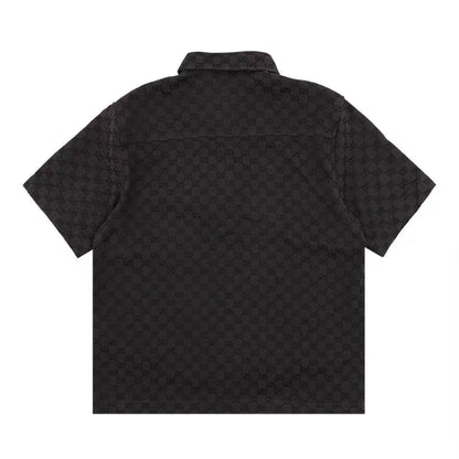 Chemise Gucci GG Monogram noire à manches courtes