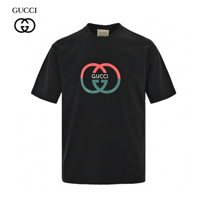 T-shirt noir Gucci à motif GG entrelacé